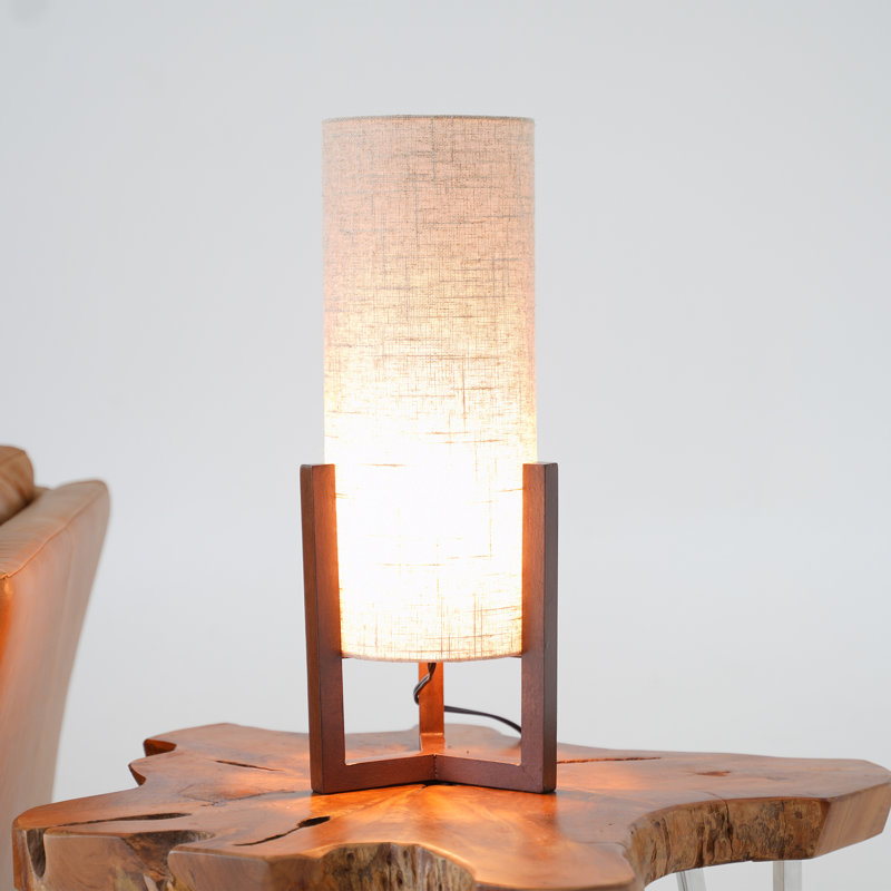 Latitude Run® Tona WALNUT WOOD MID-CENTURY MODERN TABLE LAMP | Wayfair